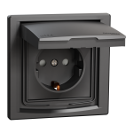 Розетка, чорна, 16 А, Asfora - Schneider Electric [EPH3100371]