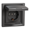 Розетка IP44 з кришкою, з заземленням, з захисними шторками, антрацит Asfora, Schneider Electric [EPH3100371]