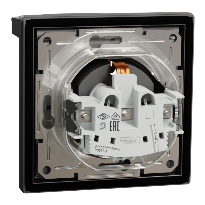 Розетка IP44 з кришкою, з заземленням, з захисними шторками, антрацит Asfora, Schneider Electric [EPH3100371]