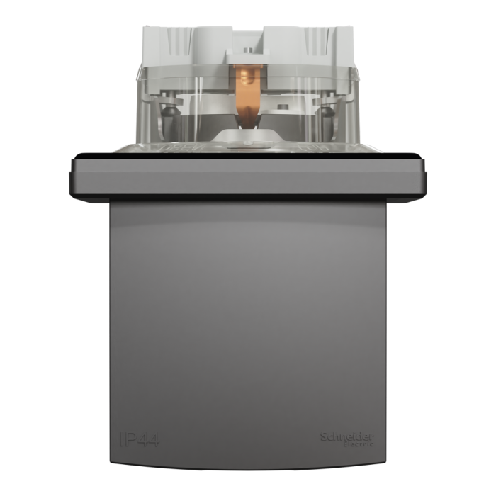 Розетка IP44 з кришкою, з заземленням, з захисними шторками, антрацит Asfora, Schneider Electric [EPH3100371]