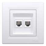 Розетка телефонна rj11, подвійна, біла Asfora, Schneider Electric [EPH4200121]