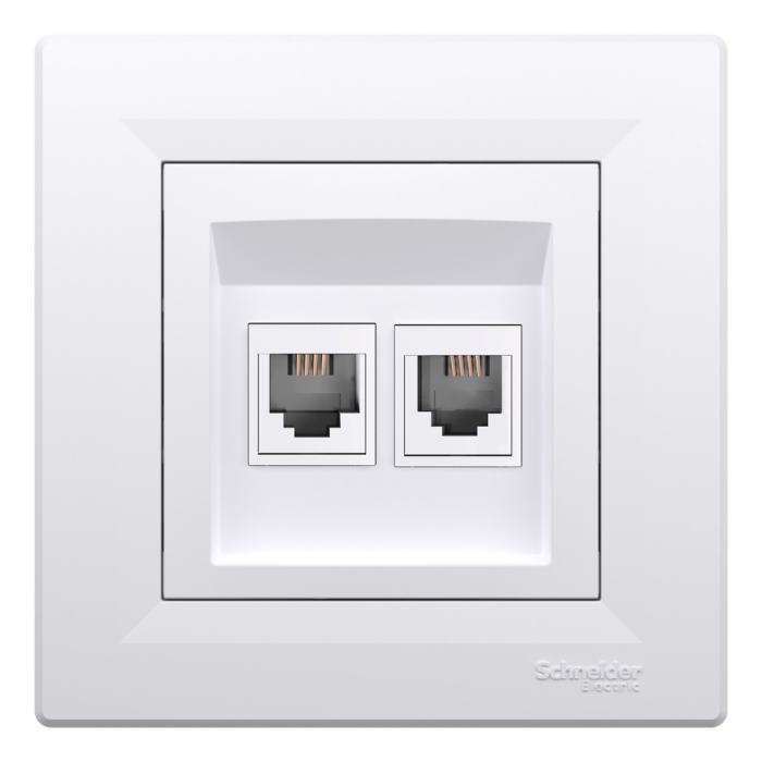 Розетка телефонна rj11, подвійна, біла Asfora, Schneider Electric [EPH4200121]