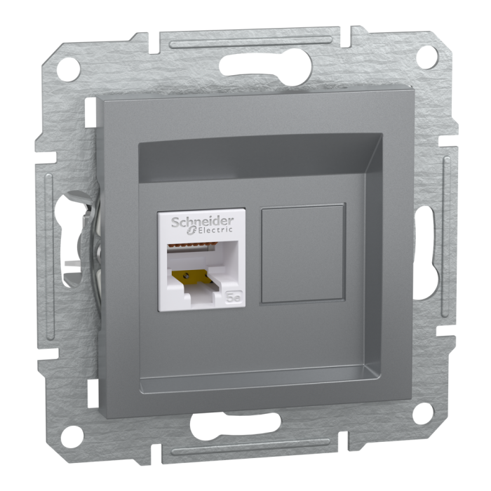 Розетка RJ45, тип UTP, кат. 5е Asfora сталь, Schneider Electric [EPH4300162]