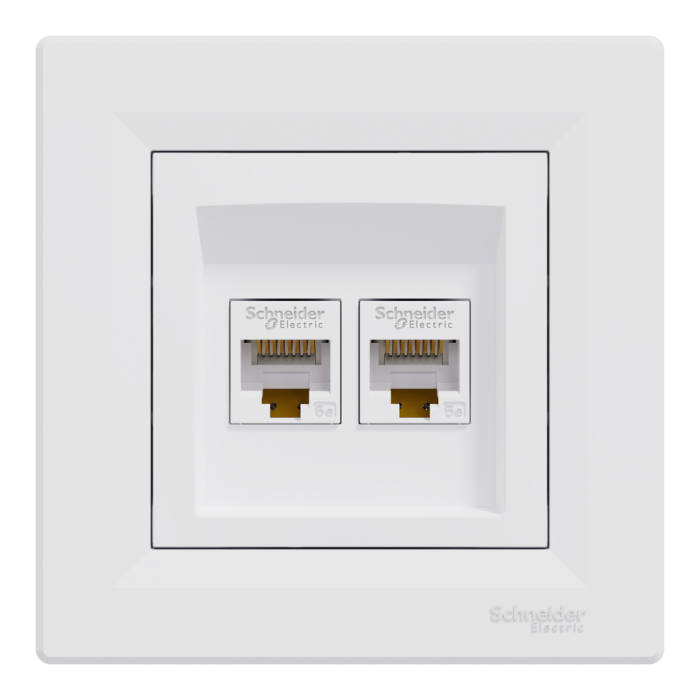 Розетка RJ45, тип UTP, кат. 5е подвійна біла Asfora, Schneider Electric [EPH4400121]