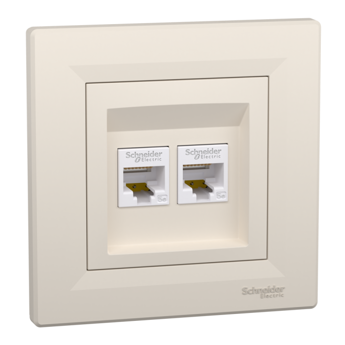 Розетка RJ45, тип UTP, utp кат. 5е подвійна крем Asfora, Schneider Electric [EPH4400123]