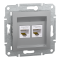 Розетка RJ45, тип UTP, кат. 5е подвійна Asfora алюміній, Schneider Electric [EPH4400161]