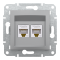 Розетка RJ45, тип UTP, кат. 5е подвійна Asfora алюміній, Schneider Electric [EPH4400161]