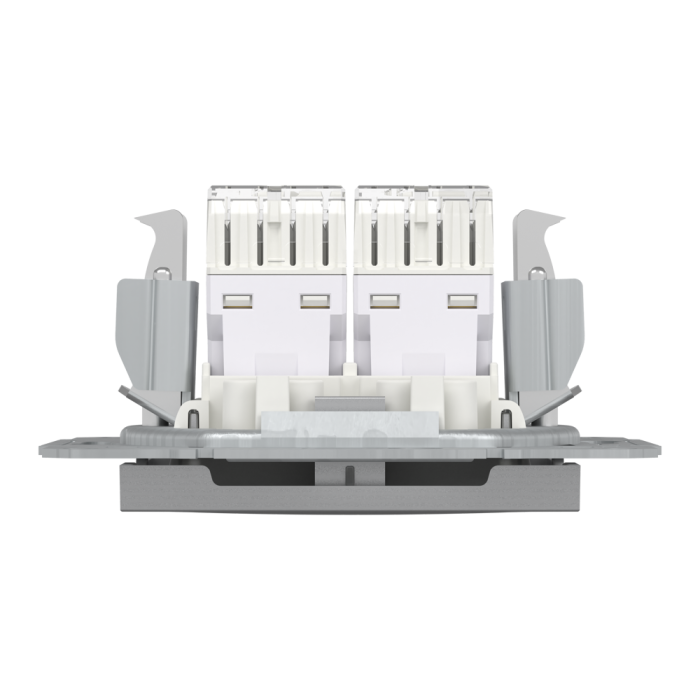 Розетка RJ45, тип UTP, кат. 5е подвійна Asfora алюміній, Schneider Electric [EPH4400161]