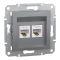 Розетка RJ45, тип UTP, кат. 5е подвійна Asfora сталь, Schneider Electric [EPH4400162]