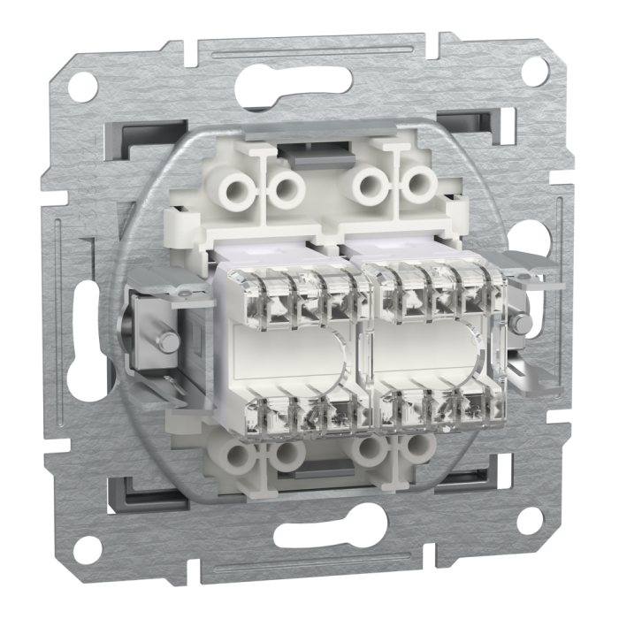 Розетка RJ45, тип UTP, кат. 5е подвійна Asfora сталь, Schneider Electric [EPH4400162]