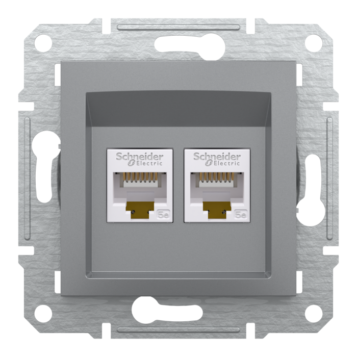 Розетка RJ45, тип UTP, кат. 5е подвійна Asfora сталь, Schneider Electric [EPH4400162]