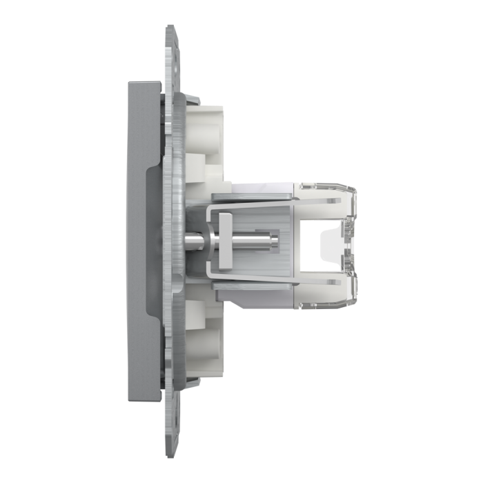 Розетка RJ45, тип UTP, кат. 5е подвійна Asfora сталь, Schneider Electric [EPH4400162]