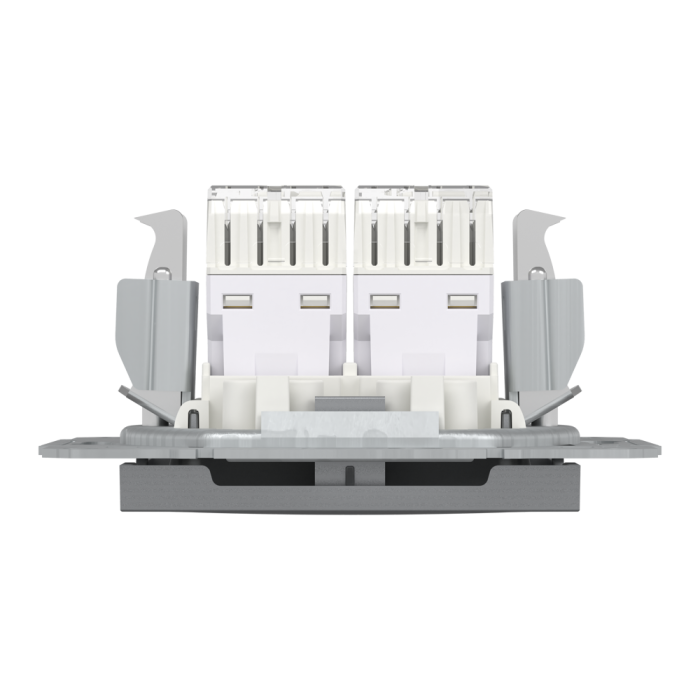 Розетка RJ45, тип UTP, кат. 5е подвійна Asfora сталь, Schneider Electric [EPH4400162]