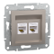 Розетка RJ45, тип UTP, кат. 5е подвійна Asfora бронза, Schneider Electric [EPH4400169]