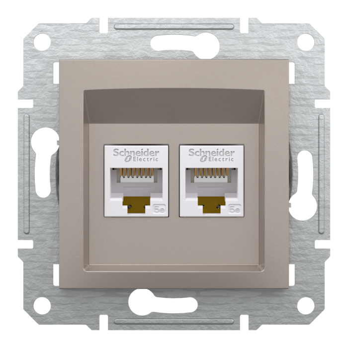 Розетка RJ45, тип UTP, кат. 5е подвійна Asfora бронза, Schneider Electric [EPH4400169]