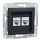 Розетка RJ45, тип UTP, кат. 5е подвійна Asfora антрацит, Schneider Electric [EPH4400171]