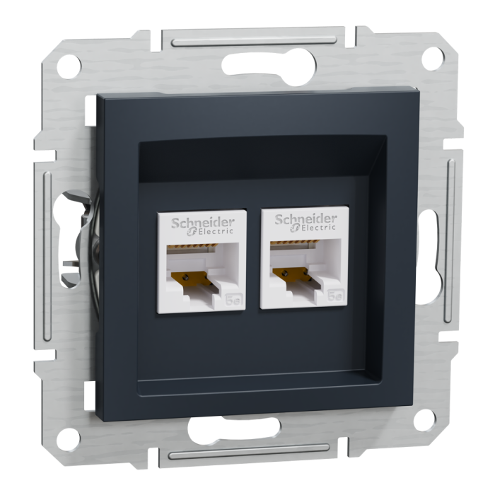Розетка RJ45, тип UTP, кат. 5е подвійна Asfora антрацит, Schneider Electric [EPH4400171]