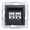 Розетка RJ45, тип UTP, кат. 5е подвійна Asfora антрацит, Schneider Electric [EPH4400171]