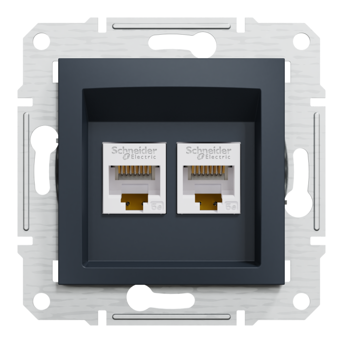 Розетка RJ45, тип UTP, кат. 5е подвійна Asfora антрацит, Schneider Electric [EPH4400171]