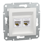 Розетка RJ45 подвійна, тип UTP, категорія 5E, білий, Asfora, без рамки, Schneider Electric [EPH4470121]