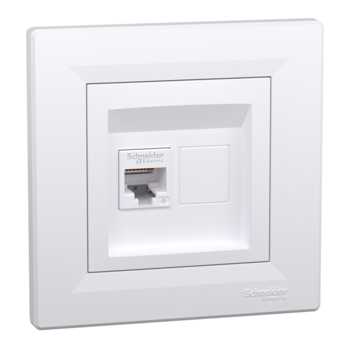 Розетка RJ45, тип UTP, кат.6 біла Asfora, Schneider Electric [EPH4700121]