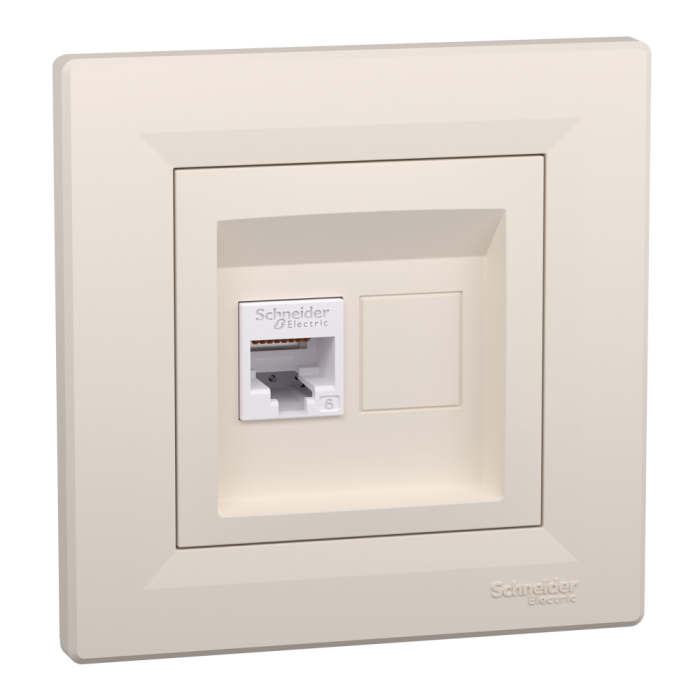 Розетка RJ45, тип UTP, кат.6 крем Asfora, Schneider Electric [EPH4700123]