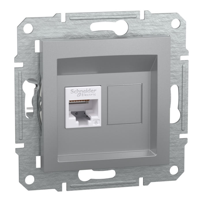 Розетка RJ45, тип UTP, кат.6 Asfora алюміній, Schneider Electric [EPH4700161]