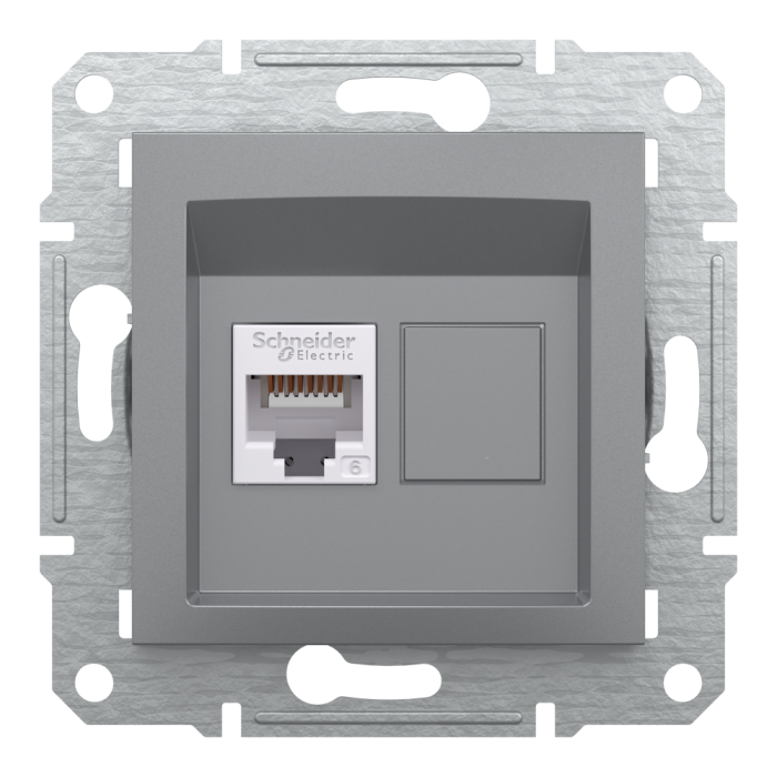 Розетка RJ45, тип UTP, кат.6 Asfora сталь, Schneider Electric [EPH4700162]