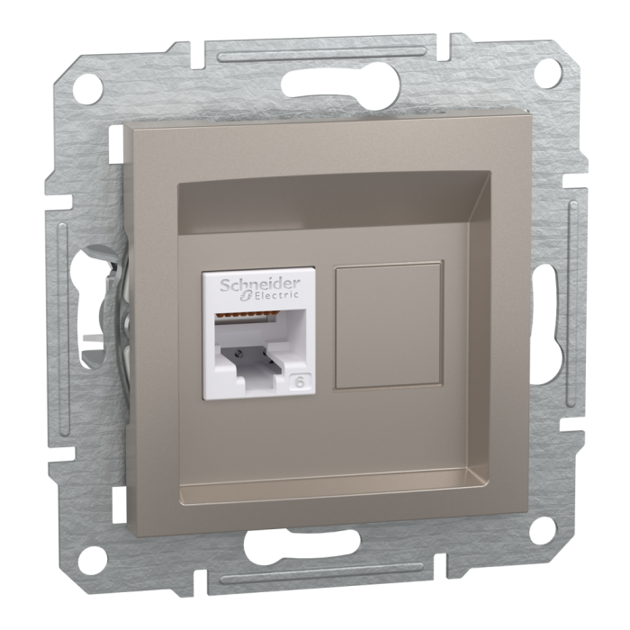 Розетка RJ45, тип UTP, кат.6 Asfora бронза, Schneider Electric [EPH4700169]