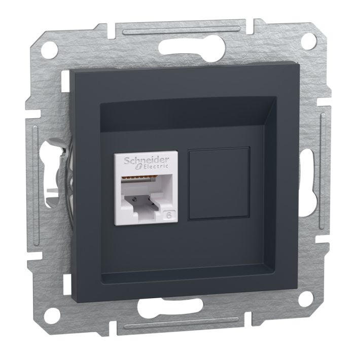 Розетка RJ45, тип UTP,  кат.6 Asfora антрацит, Schneider Electric [EPH4700171]