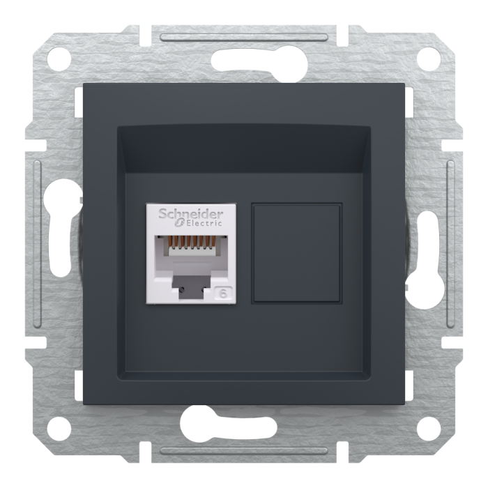 Розетка RJ45, тип UTP,  кат.6 Asfora антрацит, Schneider Electric [EPH4700171]