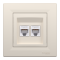 Розетка RJ45, тип UTP,  кат.6  подвійна крем Asfora, Schneider Electric [EPH4800123]
