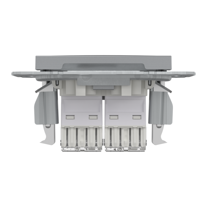 Розетка RJ45, тип UTP,  кат.6 подвійна Asfora сталь, Schneider Electric [EPH4800162]