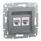 Розетка RJ45, тип UTP,  кат.6 подвійна Asfora сталь, Schneider Electric [EPH4800162]