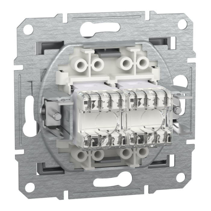 Розетка RJ45, тип UTP,  кат.6 подвійна Asfora сталь, Schneider Electric [EPH4800162]