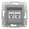 Розетка RJ45, тип UTP,  кат.6 подвійна Asfora сталь, Schneider Electric [EPH4800162]