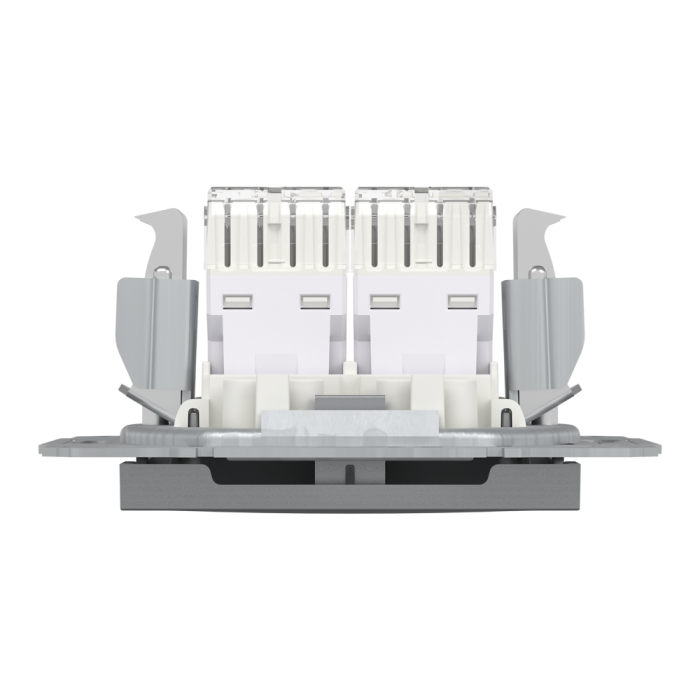Розетка RJ45, тип UTP,  кат.6 подвійна Asfora сталь, Schneider Electric [EPH4800162]