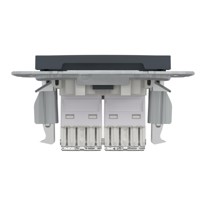 Розетка RJ45, тип UTP,  кат.6 подвійна Asfora антрацит, Schneider Electric [EPH4800171]