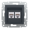 Розетка RJ45, тип UTP,  кат.6 подвійна Asfora антрацит, Schneider Electric [EPH4800171]