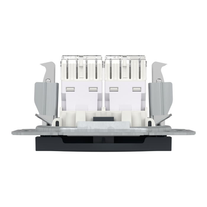 Розетка RJ45, тип UTP,  кат.6 подвійна Asfora антрацит, Schneider Electric [EPH4800171]