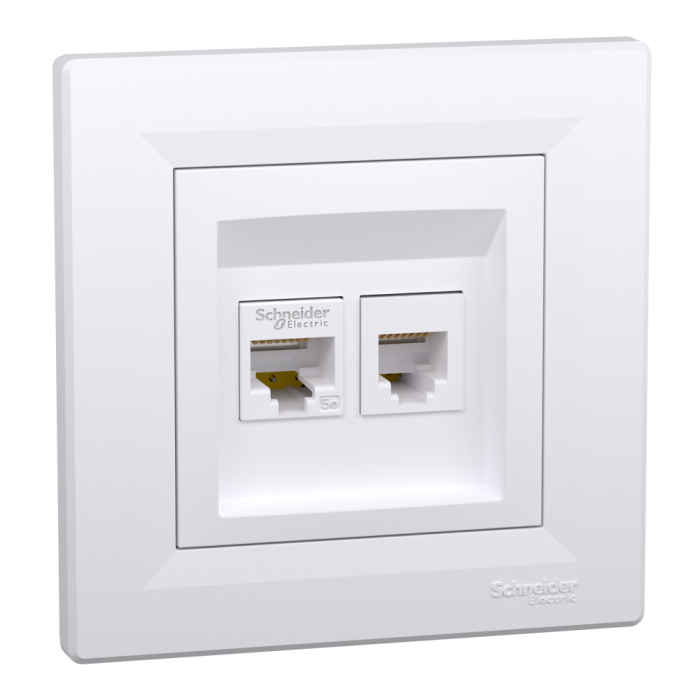 Розетка RJ45, кат. 5е і телефонна розетка rj12 біла Asfora, Schneider Electric [EPH4900121]