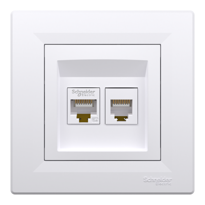 Розетка RJ45, кат. 5е і телефонна розетка rj12 біла Asfora, Schneider Electric [EPH4900121]