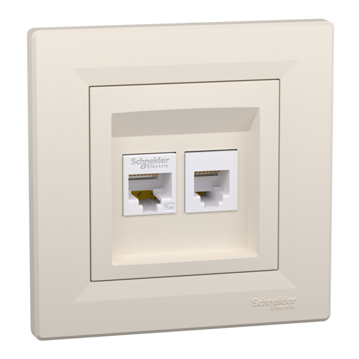 Розетка RJ45, кат. 5е і телефонна розетка rj12 крем Asfora, Schneider Electric [EPH4900123]
