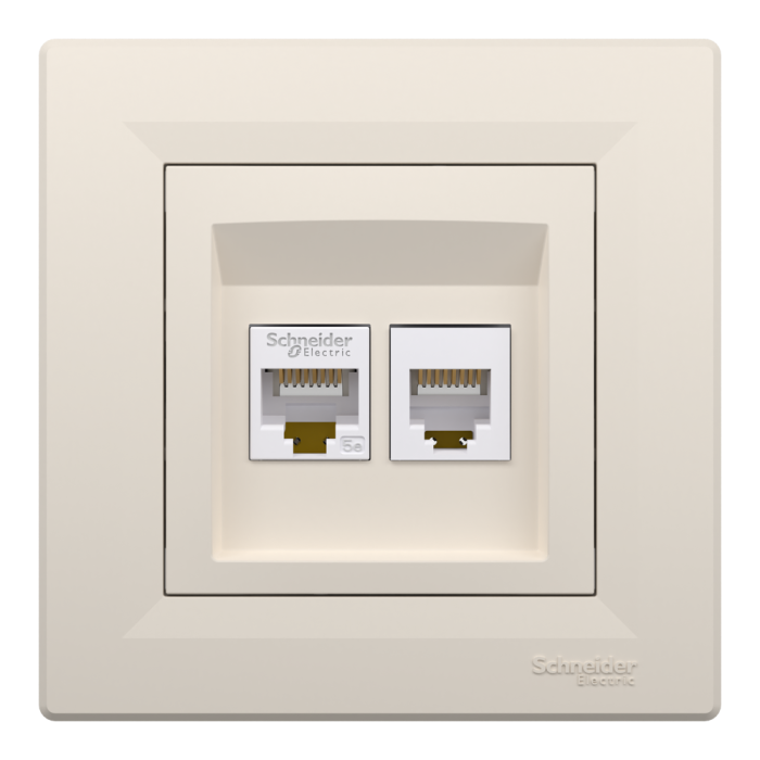 Розетка RJ45, кат. 5е і телефонна розетка rj12 крем Asfora, Schneider Electric [EPH4900123]