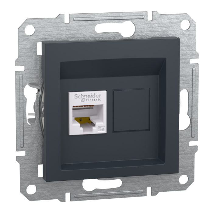 Розетка RJ45, тип STP,  кат. 5е Asfora антрацит, Schneider Electric [EPH5000171]