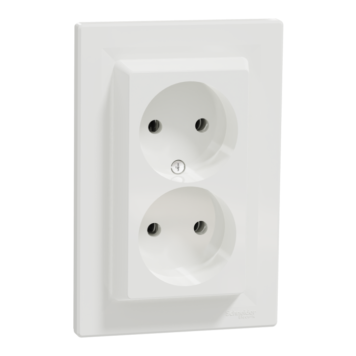 Розетка подвійна без заземлення біла Asfora, Schneider Electric [EPH9700121]