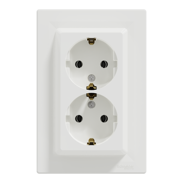Розетка подвійна з заземленням біла Asfora, Schneider Electric [EPH9900121]