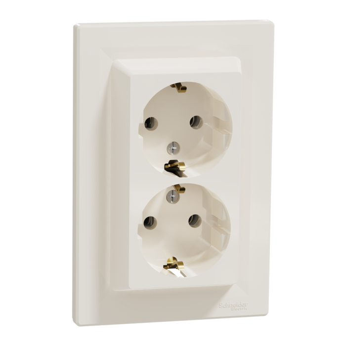 Розетка подвійна з заземленням кремова Asfora, Schneider Electric [EPH9900123]