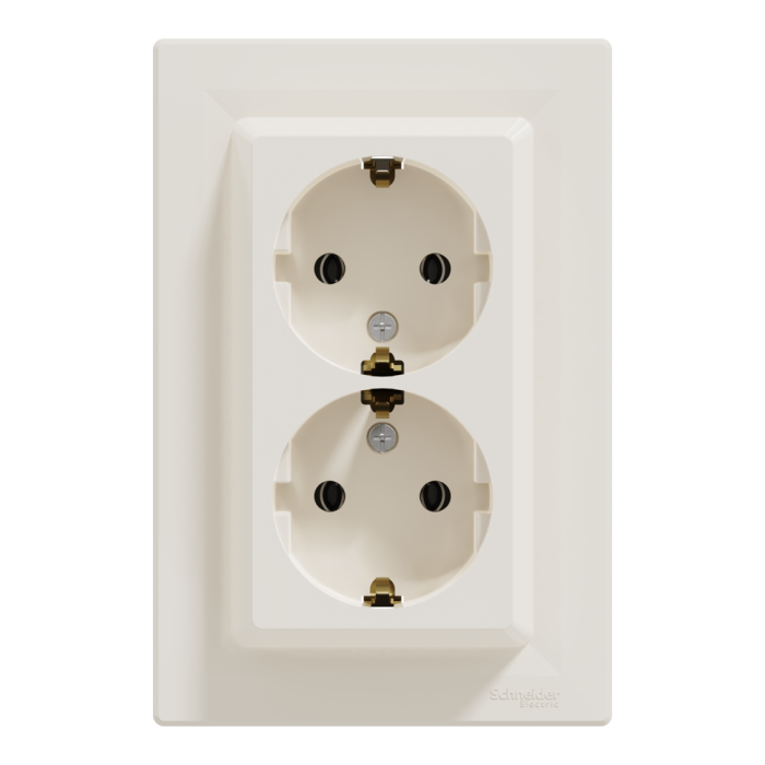 Розетка подвійна з заземленням кремова Asfora, Schneider Electric [EPH9900123]