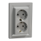 Розетка подвійна з заземленням алюміній Asfora, Schneider Electric [EPH9900161]